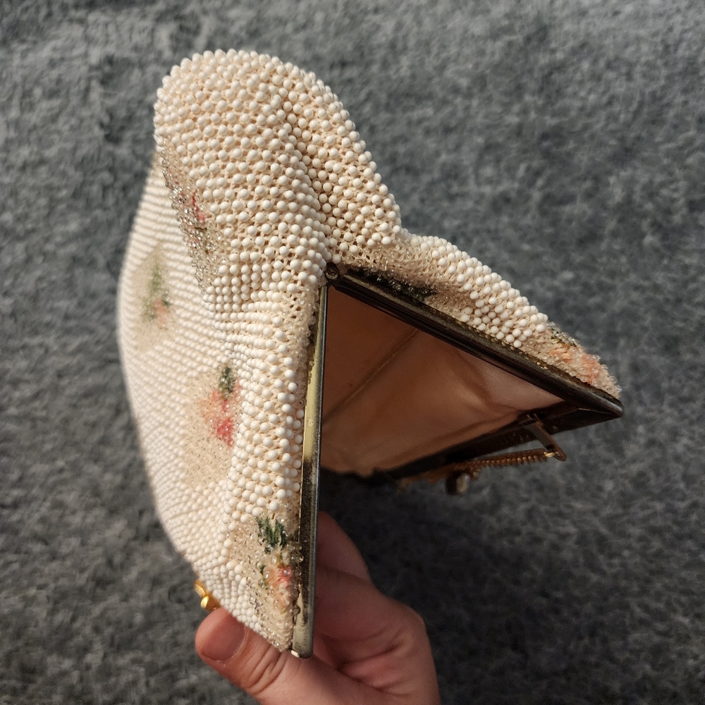 Vintage Floral Beaded Handbag cottagecore grannycore petite bead - Picture 7 of 13